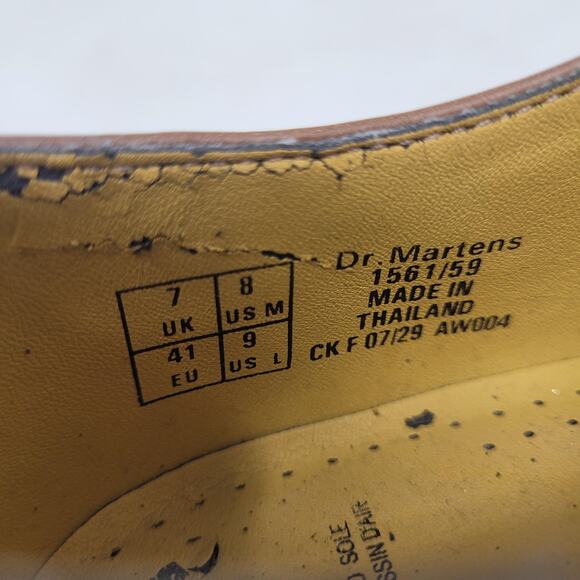 VTG Dr Martens Shoes Women 9 Brown Leather 3-Eye Oxford Lug Sole AirWair 1561/59 - Picture 9 of 12